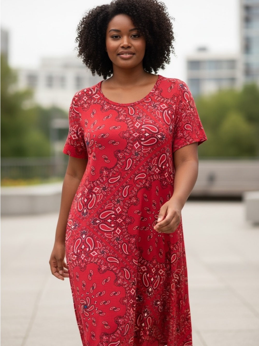 LuLaRoe Red Paisley Midi Dress size Medium